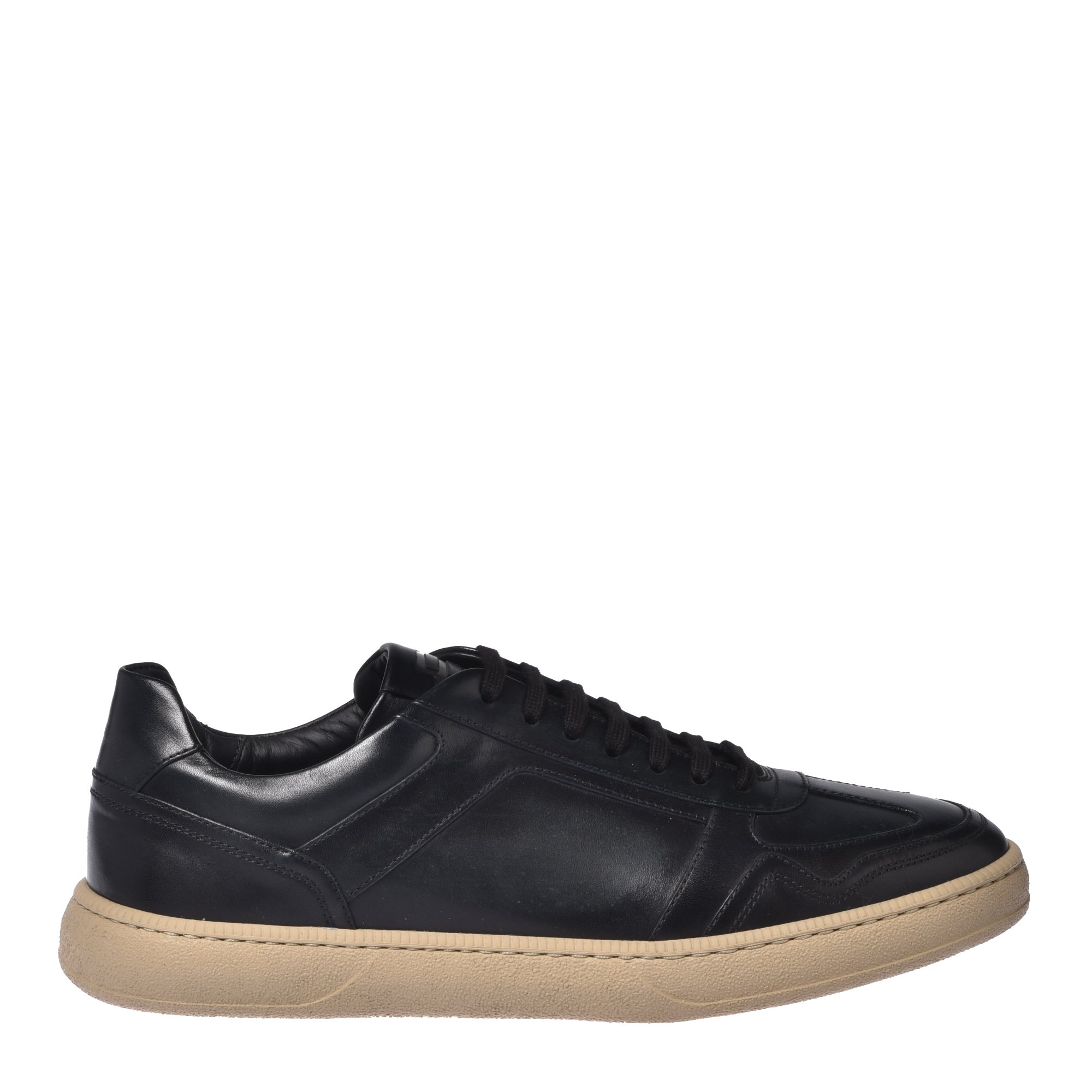 Black leather trainers image