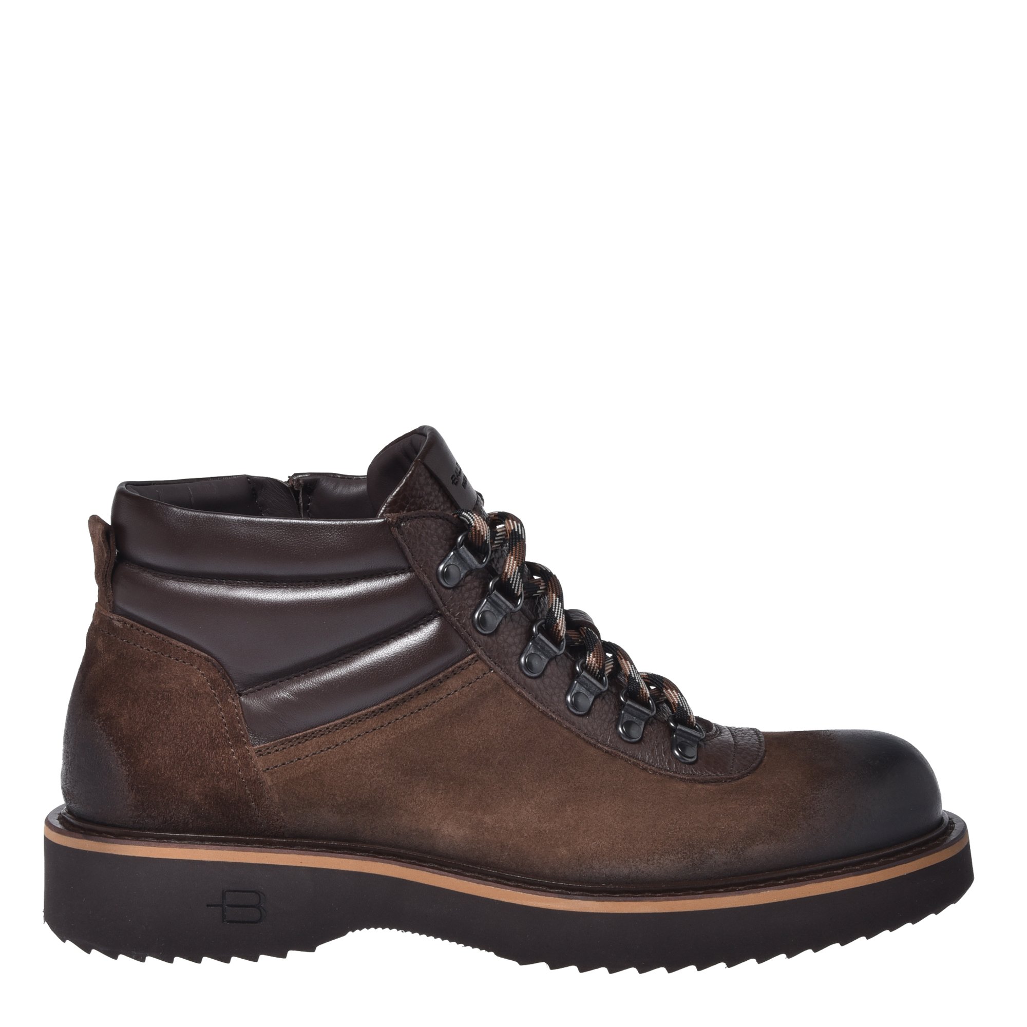 Dark brown suede leather and Nappa leather ankle boots image