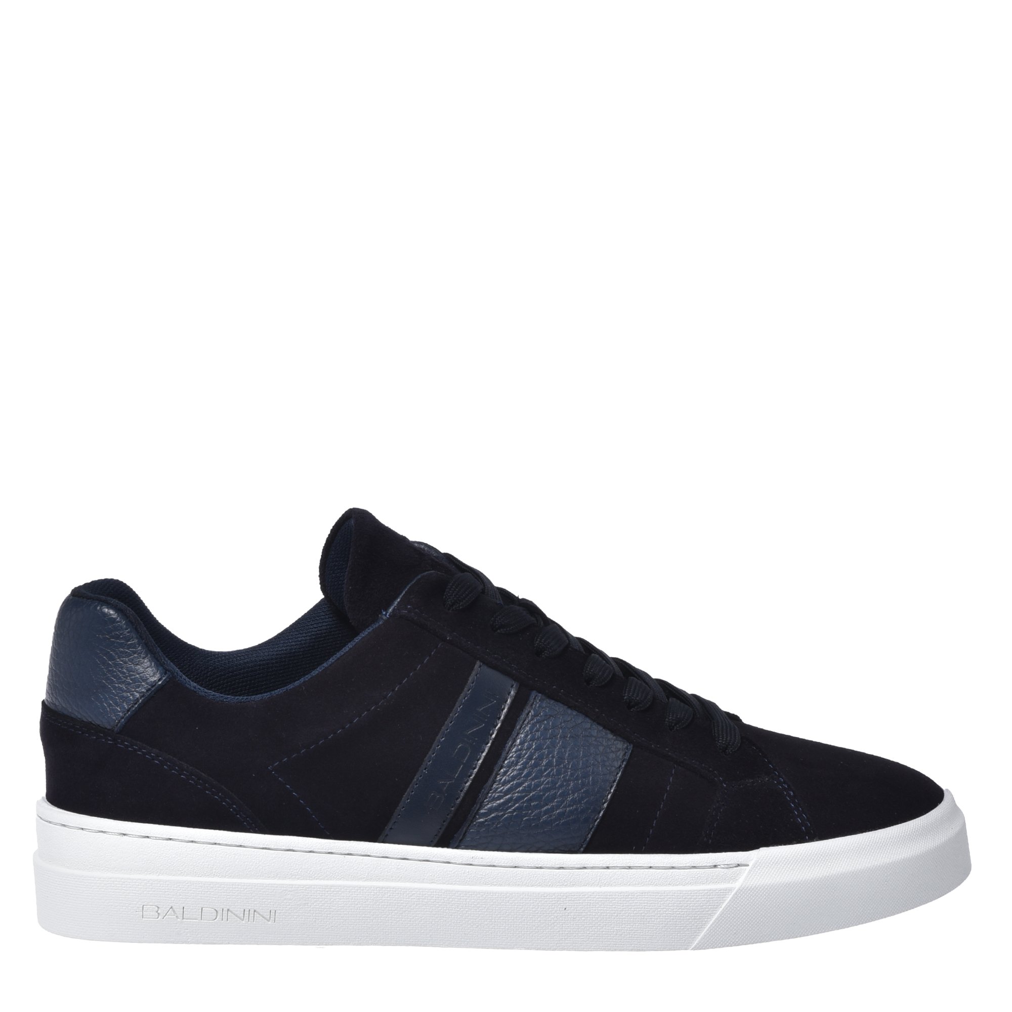 Blue suede and tumbled leather trainers image