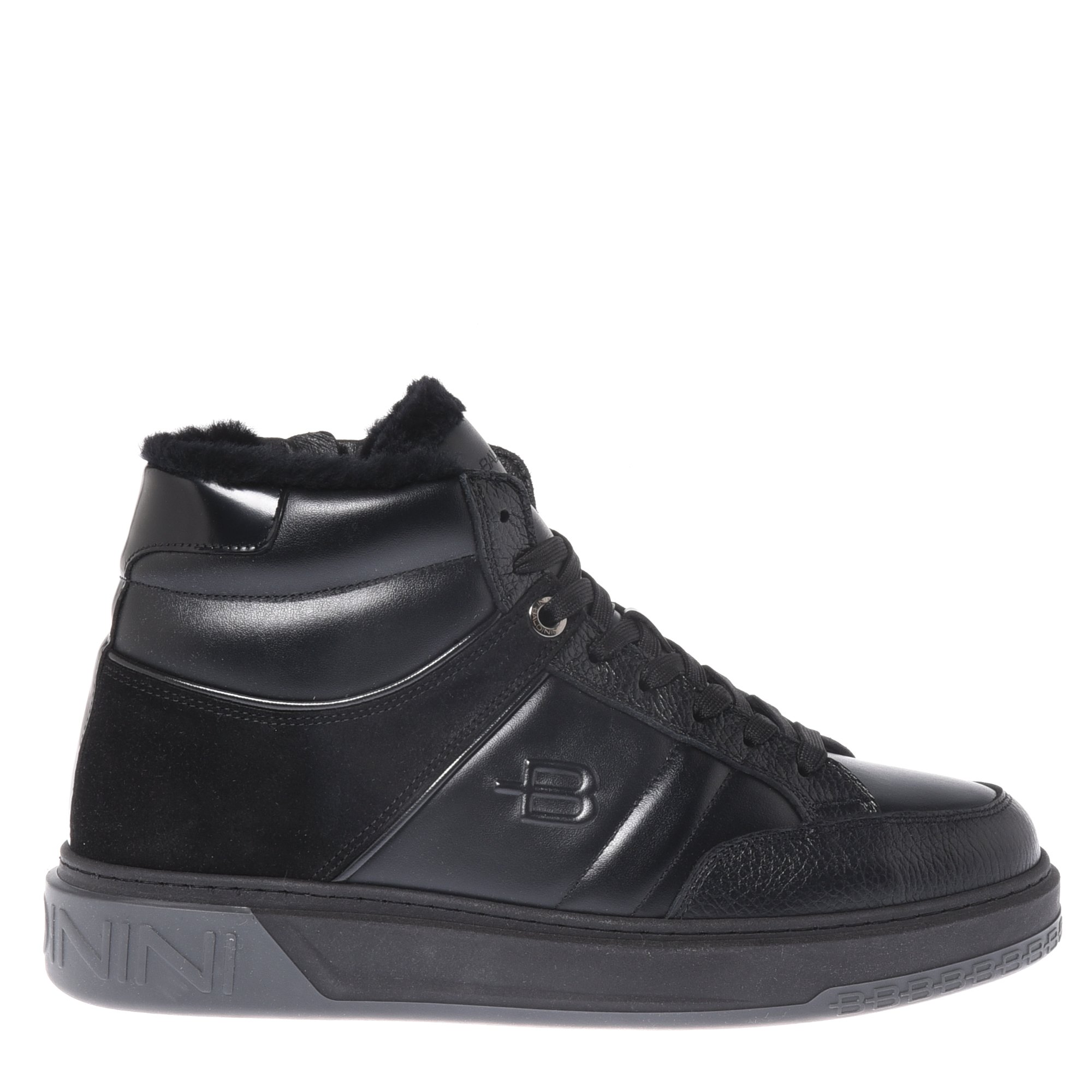 Trainers in black leather and tumbled leather image