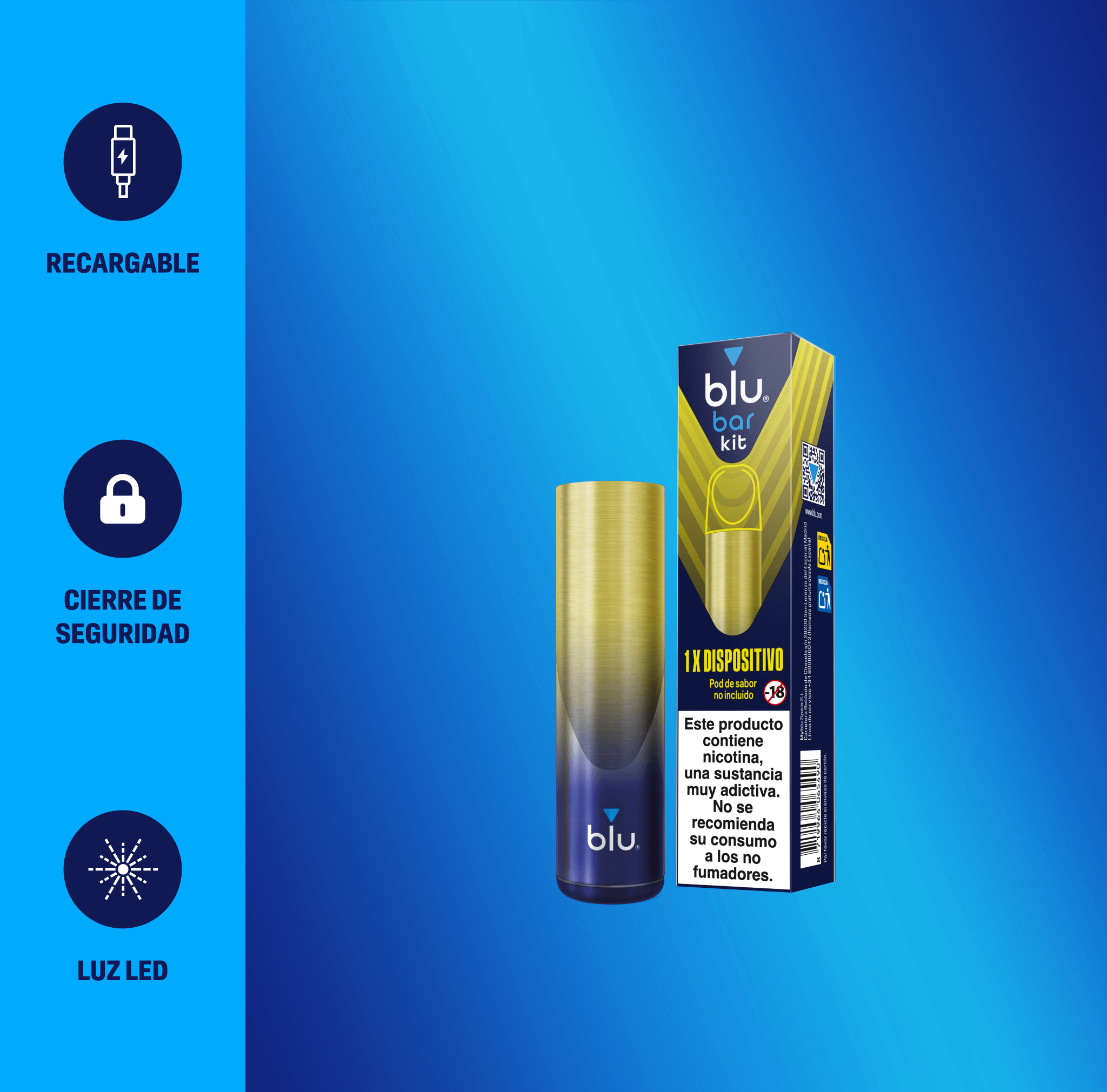 Dispositivo recargable blu bar color verde