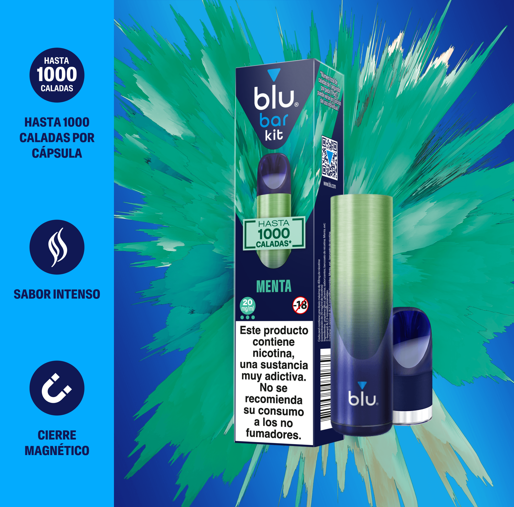 Vaper recargable blubar kit menta