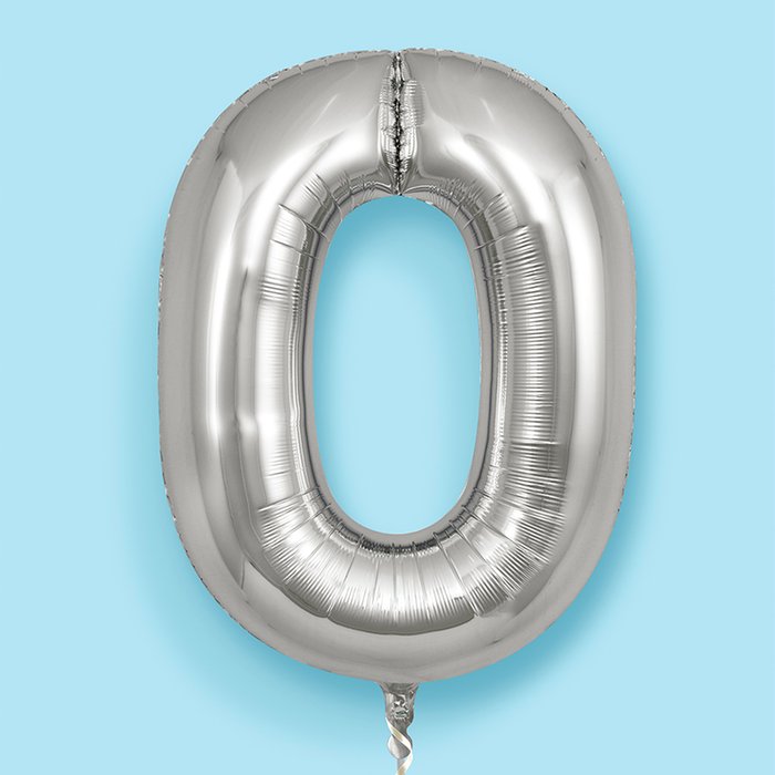 GIANT 34 Number 0 Silver Balloon