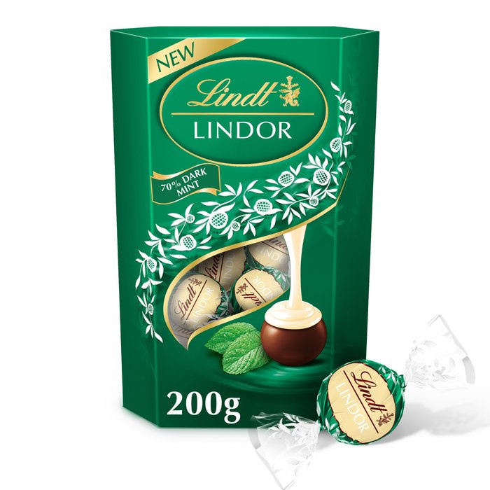 Lindt Lindor Dark Mint Chocolate Truffles Box 200g