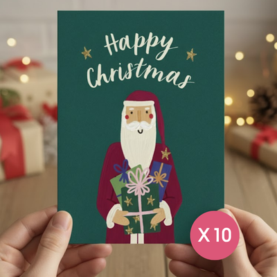 Happy Christmas Card Multipack | 10 greeting cards including envelopes