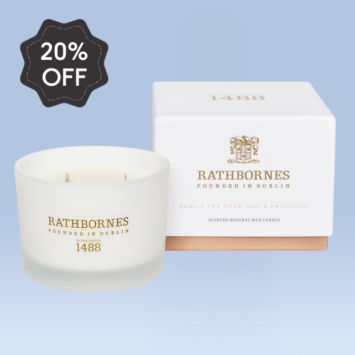 Rathbornes Dublin Tea Rose, Oud & Patchouli Luxury Candle 190g
