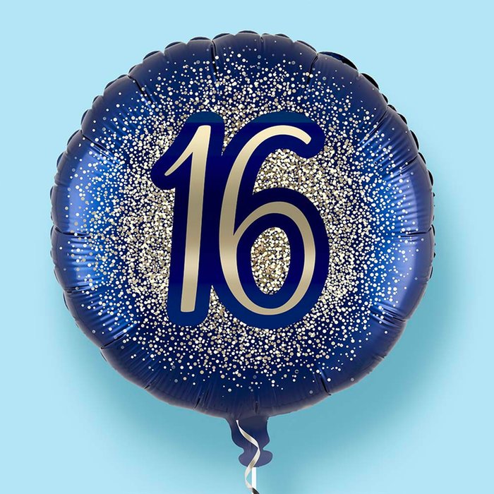 16th Birthday Metallic Glitter Navy Gold Balloon