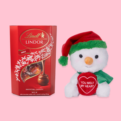 Swizzels Love Hearts 18cm Snowman & Lindt Lindor Milk Chocolate Truffles