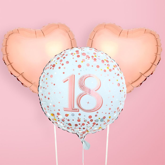 Happy 18th Pink Heart Balloon Trio