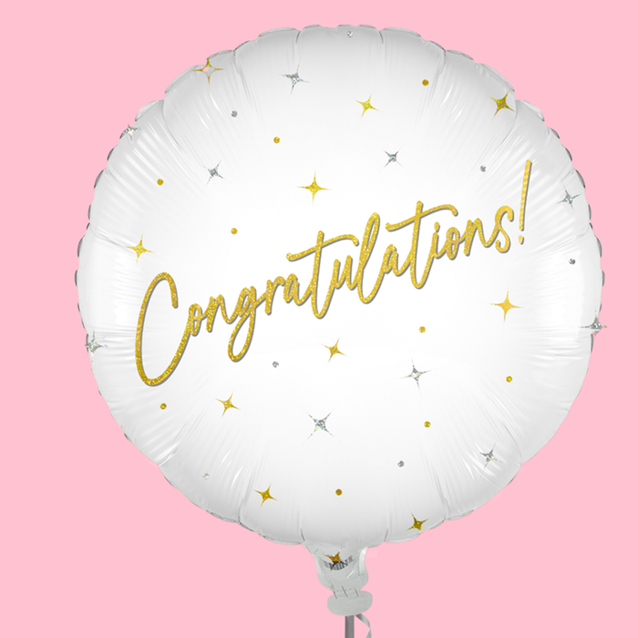 Elegant Sparkle White Congratulations Holographic Balloon