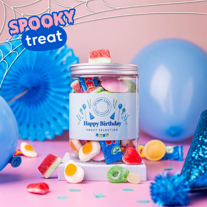 Happy Birthday Sweets Selection Tub (1 Litre) Blue