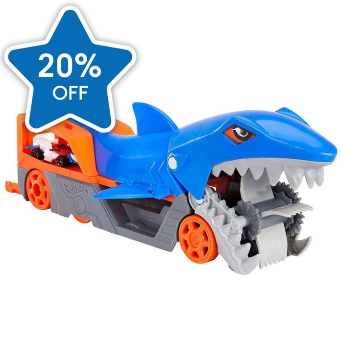 Hot Wheels Shark Chomp Transporter Car Playset