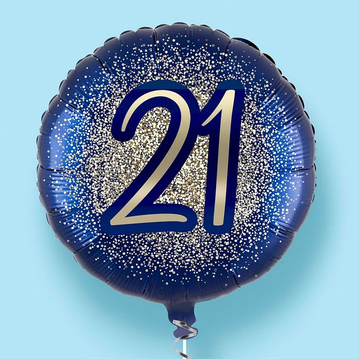 21st Birthday Metallic Glitter Navy Gold Balloon