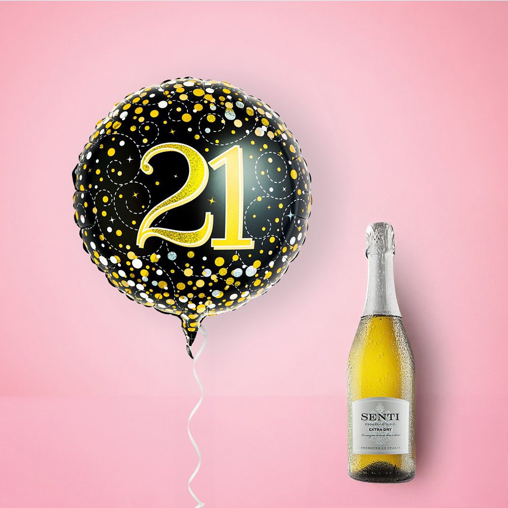 Virgin Wines Happy 21st Balloon And Prosecco Gift Set