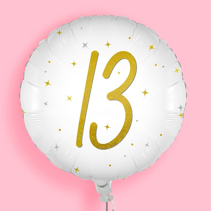 Elegant Sparkle White Number 13 Holographic Balloon