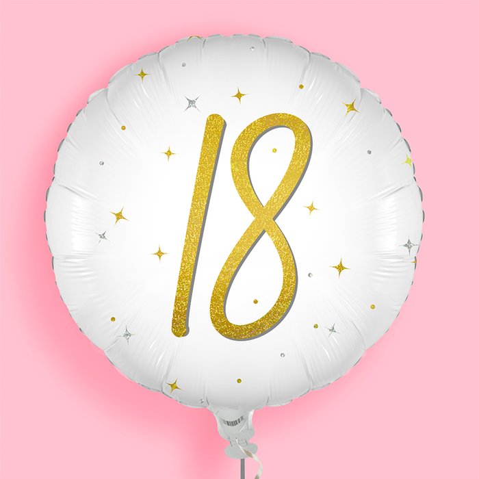 Elegant Sparkle White Number 18 Holographic Balloon