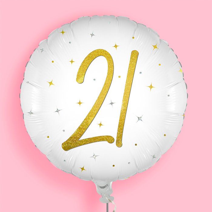 Elegant Sparkle White Number 21 Holographic Balloon