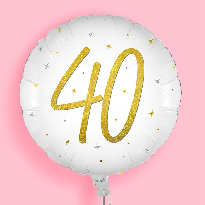 Elegant Sparkle White Number 40 Holographic Balloon