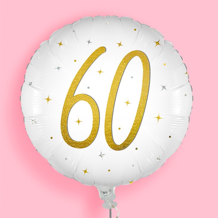 Elegant Sparkle White Number 60 Holographic Balloon