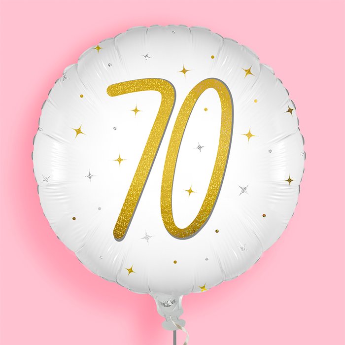 Elegant Sparkle White Number 70 Holographic Balloon