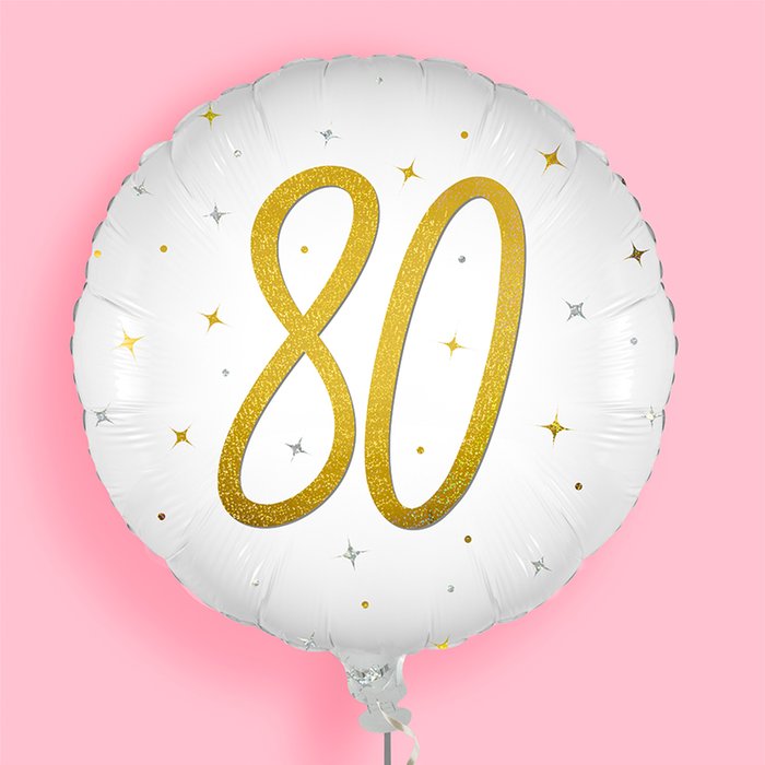 Elegant Sparkle White Number 80 Holographic Balloon
