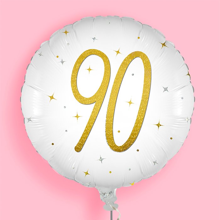 Elegant Sparkle White Number 90 Holographic Balloon