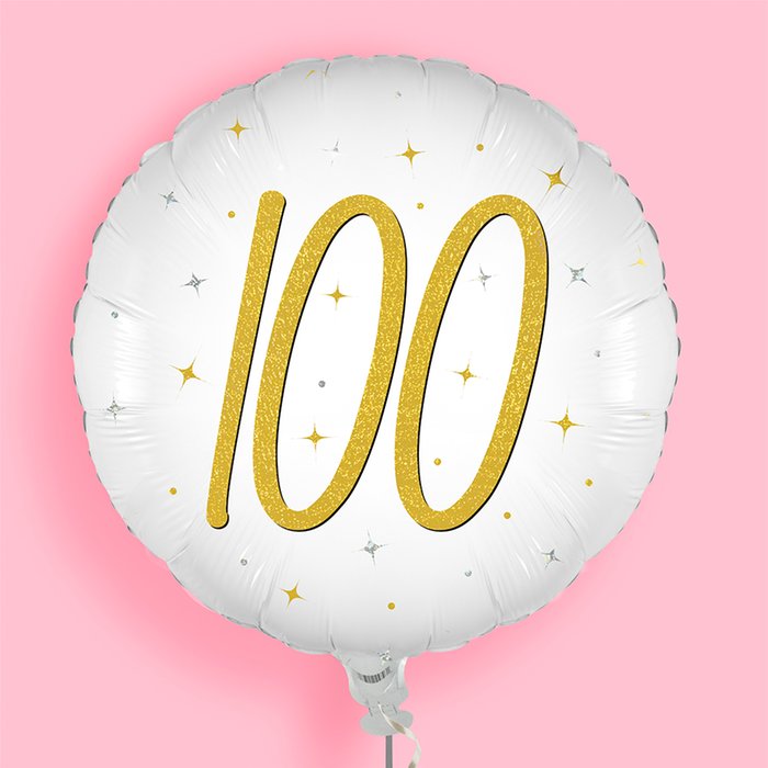Elegant Sparkle White Number 100 Holographic Balloon