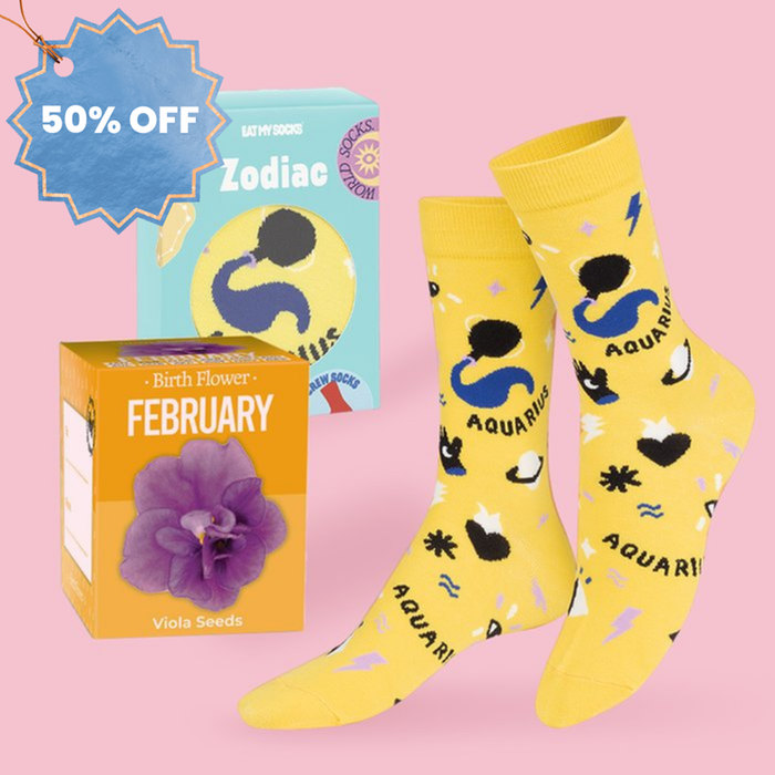 Grow Your Own February Birth Flower & Aquarius Socks