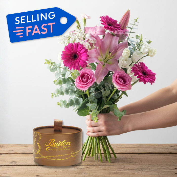 Pink Blush Flowers & Butlers Chocolate Truffles