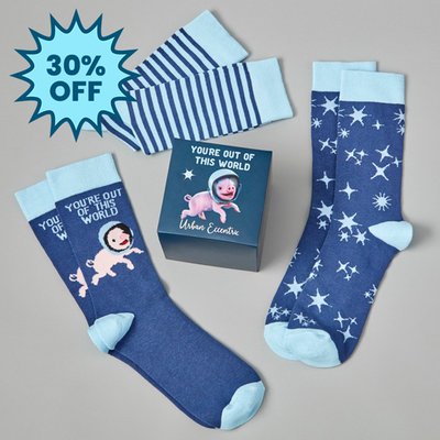 Out Of This World Space Pig Adults 3pk Socks