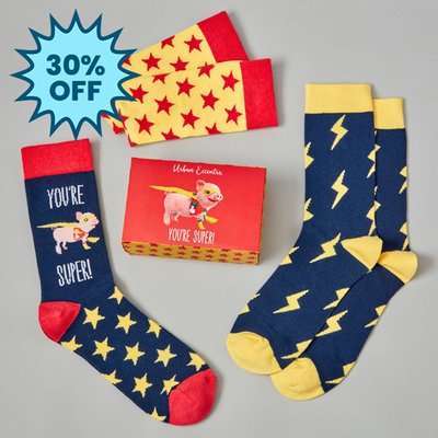 You're Super Pig Adult 3pk Socks