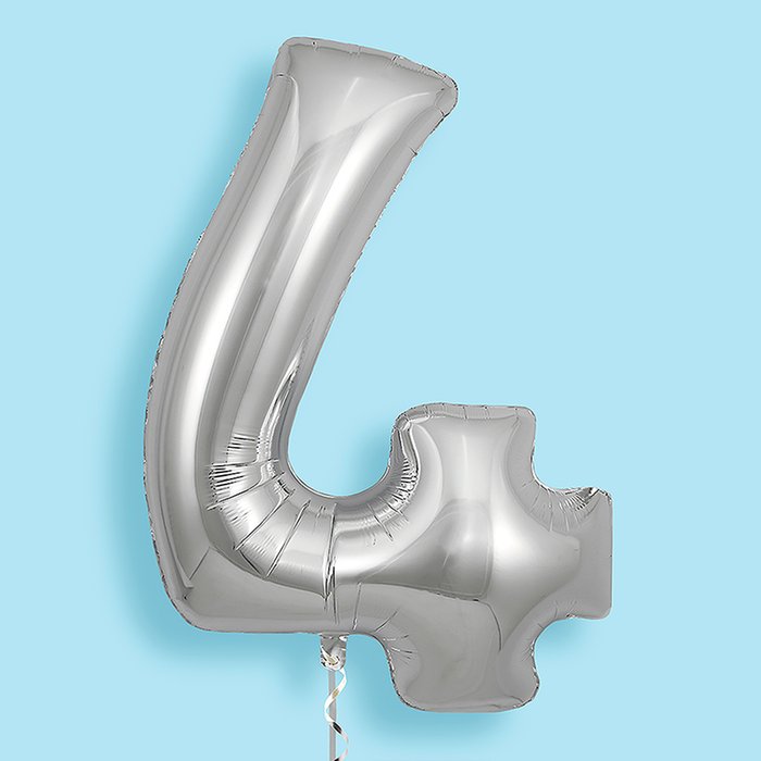 GIANT 34 Number 4 Silver Balloon