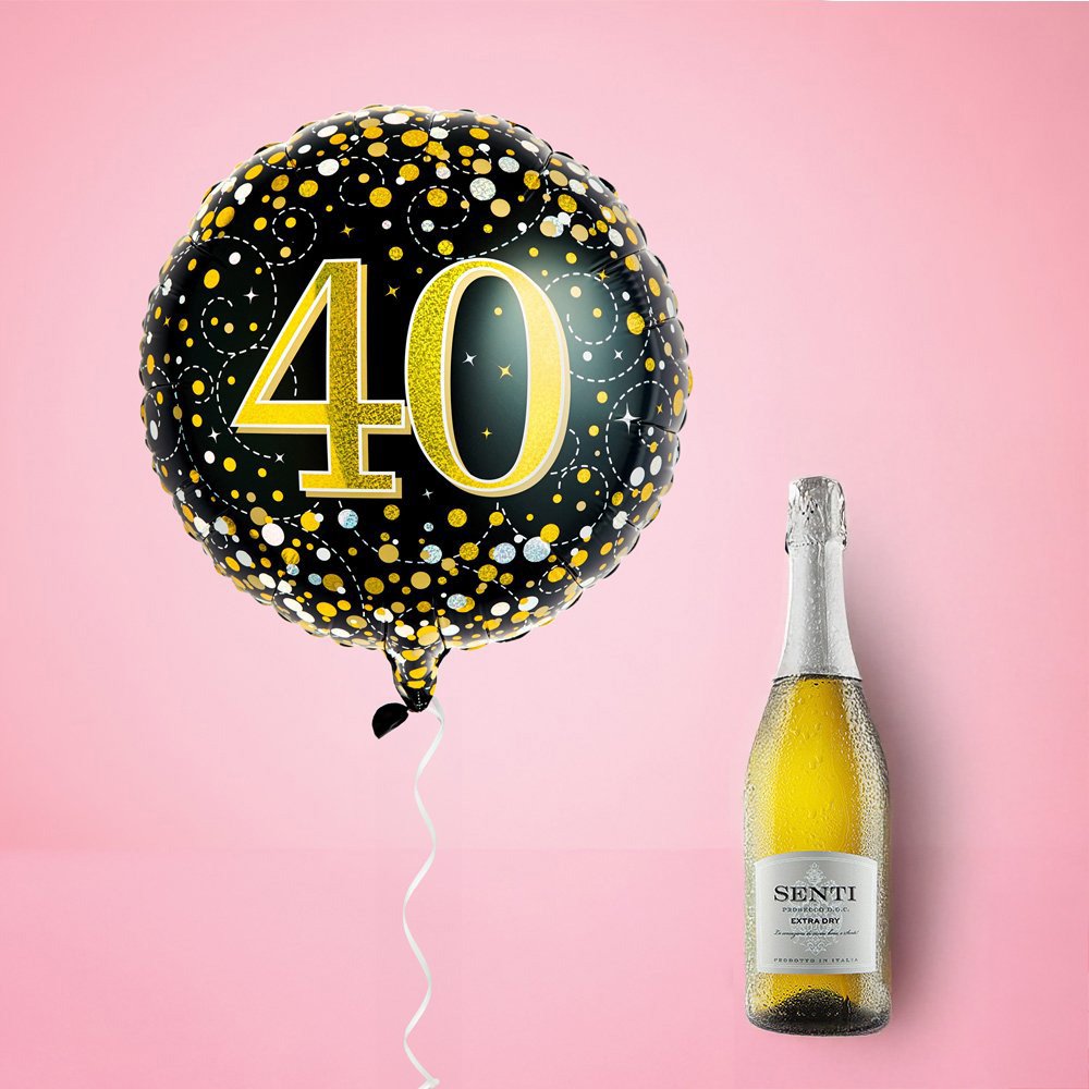 Virgin Wines Happy 40th Balloon And Prosecco Gift Set