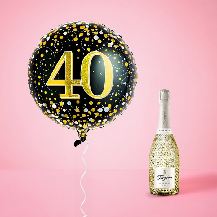 Happy 40th Balloon and Prosecco Gift Set