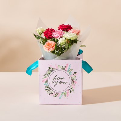 Just for You Tri Colour Roses & Gift Bag