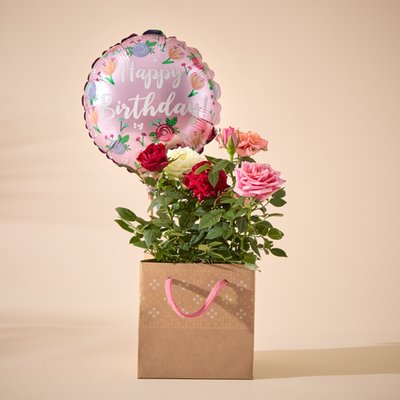 The Birthday Magic Rose and Balloon Gift Set