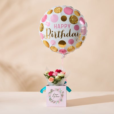 The Birthday Magic Rose and Balloon Gift Set