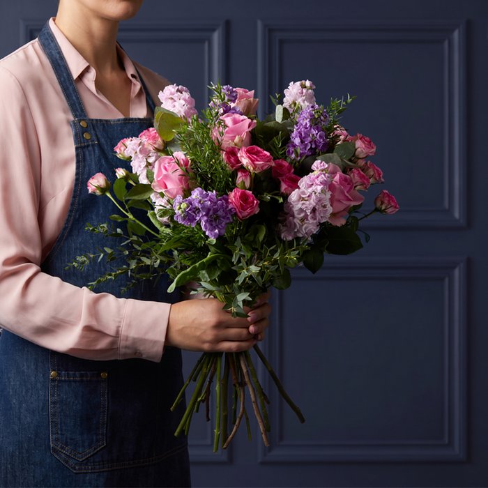 Pink Rose, Stocks and Eucalypthus Parvifolia Bouquet