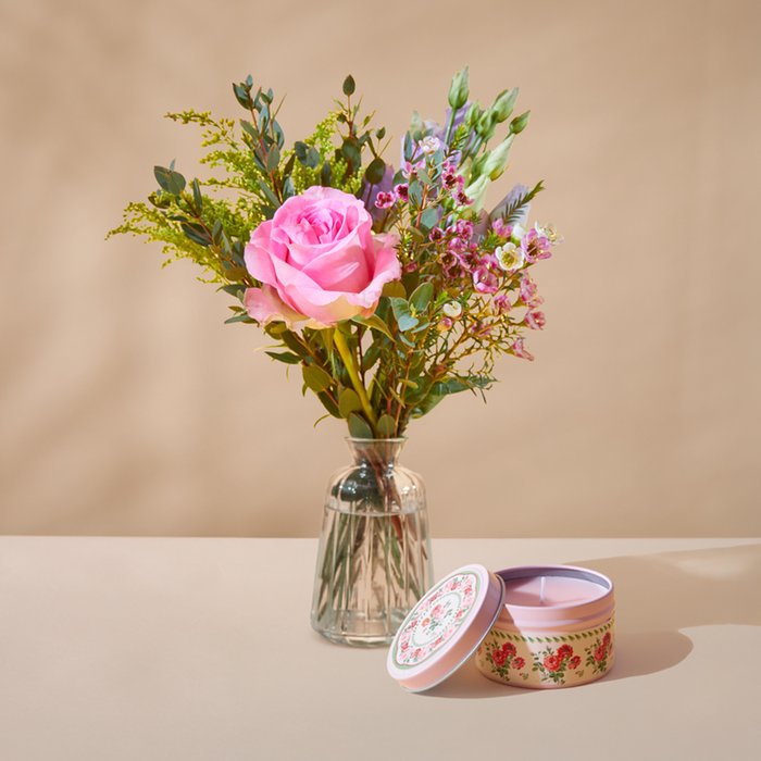 Cath Kidston Darling Posy with Vase & Cath Kidston Rose Tin Candle Gift Set