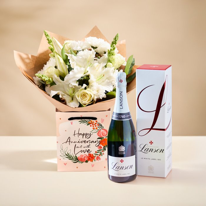 The Anniversary with Lanson Le White Label Sec Champagne 75cl Gift Set