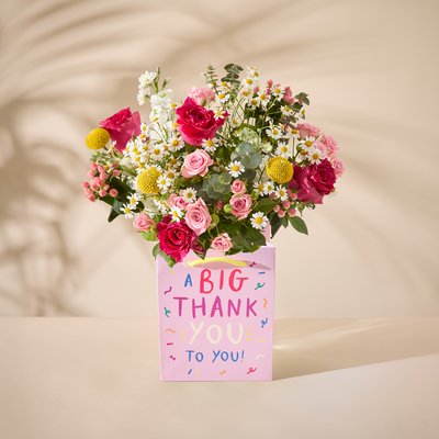 Big Thank You Gift Bag and Bright Bouquet 