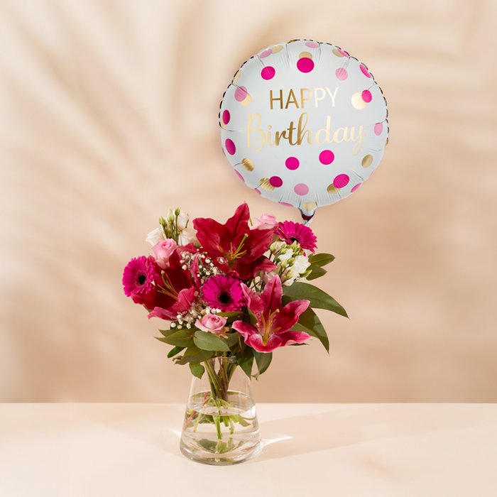 The Pink Blush with Pink & Gold Dots Balloon Gift Set