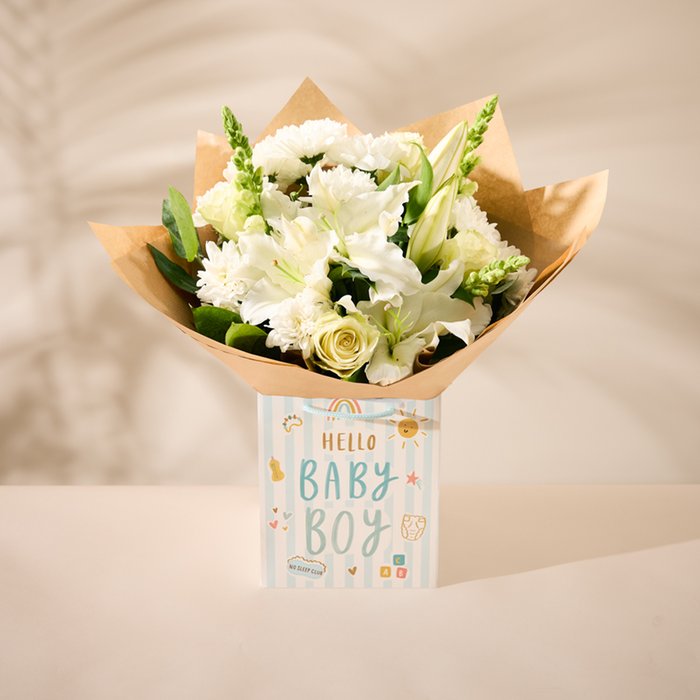Baby Boy Gift Bag with Bouquet