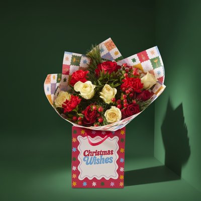 Yuletide Roses in Gift Bag