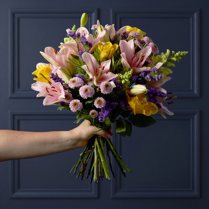 Yellow Rose & Pink Lily Bouquet