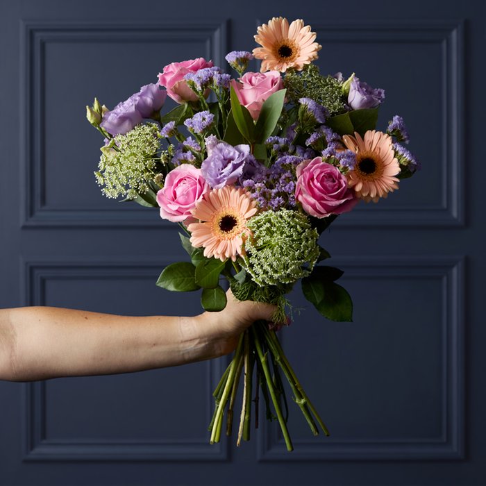 Pink Rose, Eucalypthus and Lisianthus Bouquet