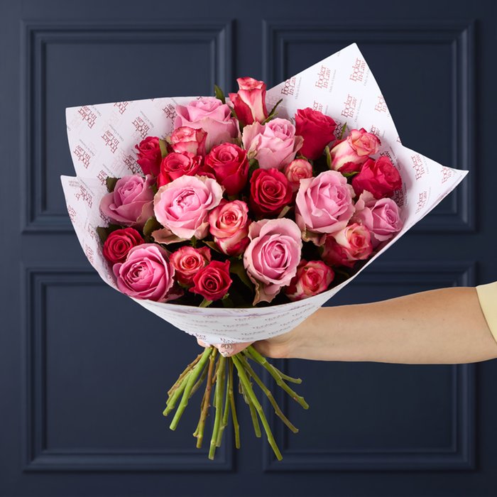 Pink Mixed Roses Bouquet with Focker Wrap