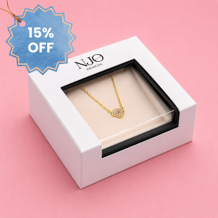 Gold Plated Cz Clover Necklace by NJO