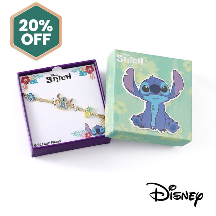 Disney Stitch Pineapple & Flower Gold Plated Bracelet