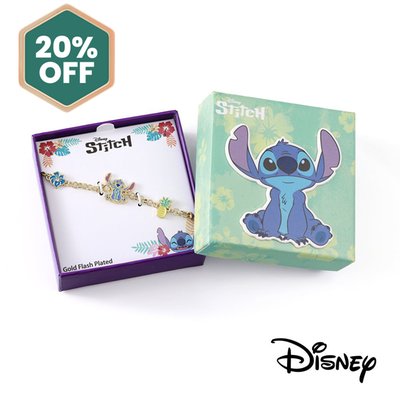 Disney Stitch Pineapple & Flower Gold Plated Bracelet